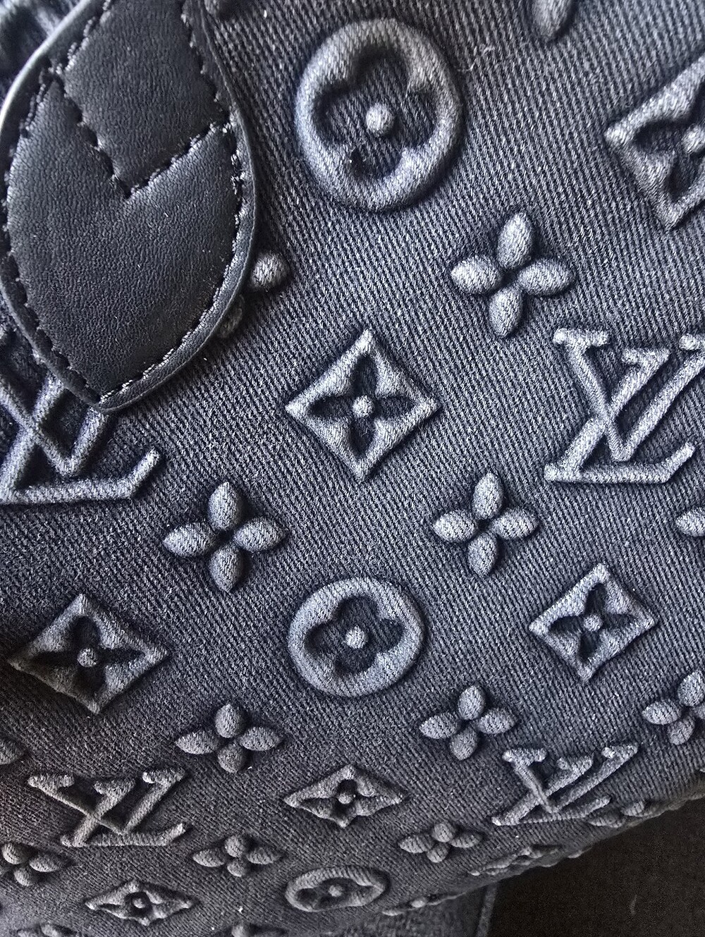 Cotton Denim Delux Allways Filled Tote Bag —Washed Chrome Grey Coal Black Trim - Picture 5 of 16